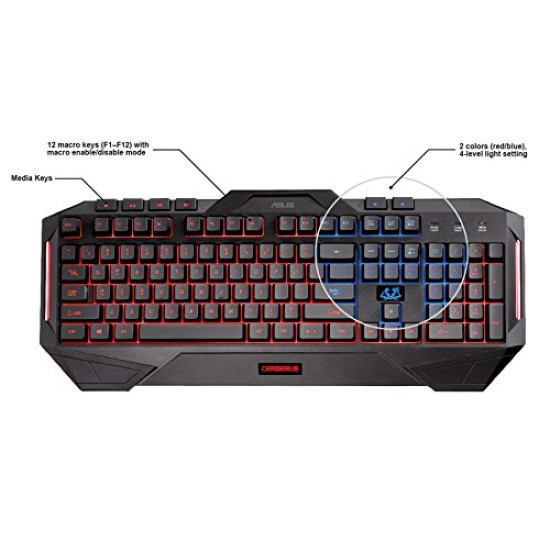 Buy Asus Cerberus LED Backlit Red / Blue USB Gaming Keyboard